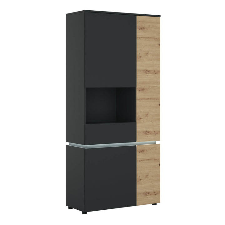 Luci 4 door tall display cabinet LH (including LED lighting) in Platinum and Oak