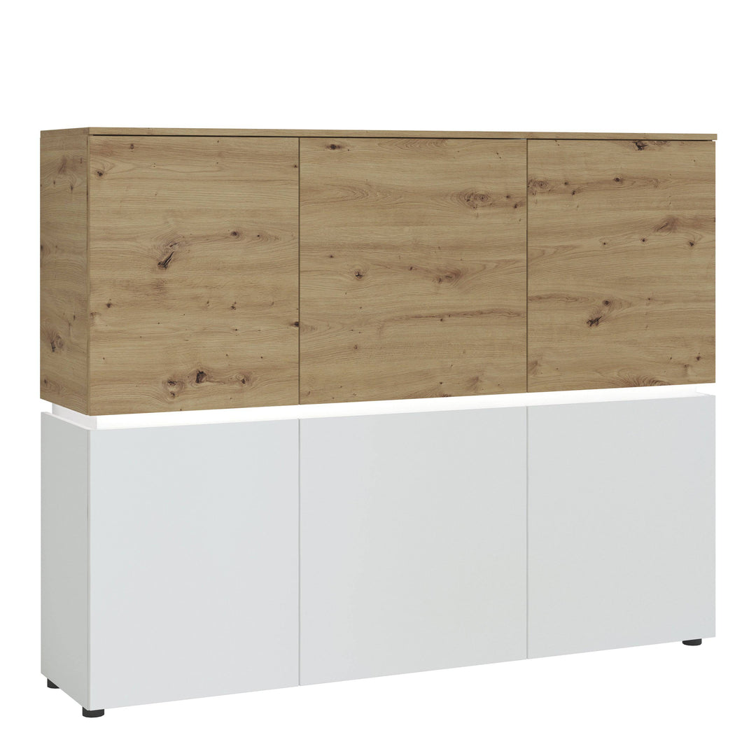 Luci 6 door cabinet (including LED lighting) in White and Oak - TidySpaces