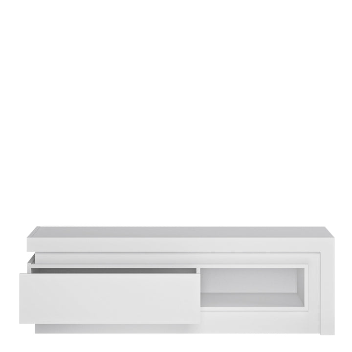 Lyon 1 drawer TV cabinet with Open Shelf in White and High Gloss - TidySpaces