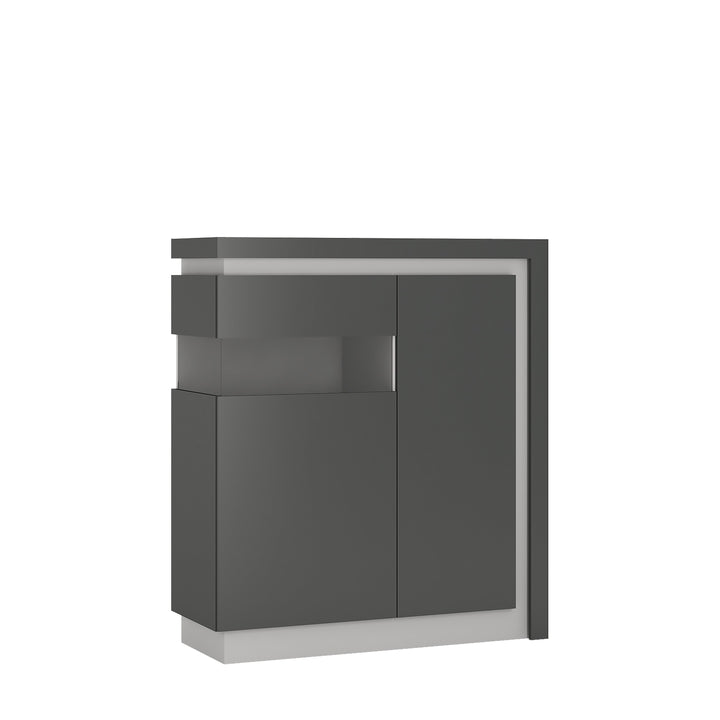 Lyon 2 door designer cabinet (LH) in Platinum/Light Grey Gloss - TidySpaces