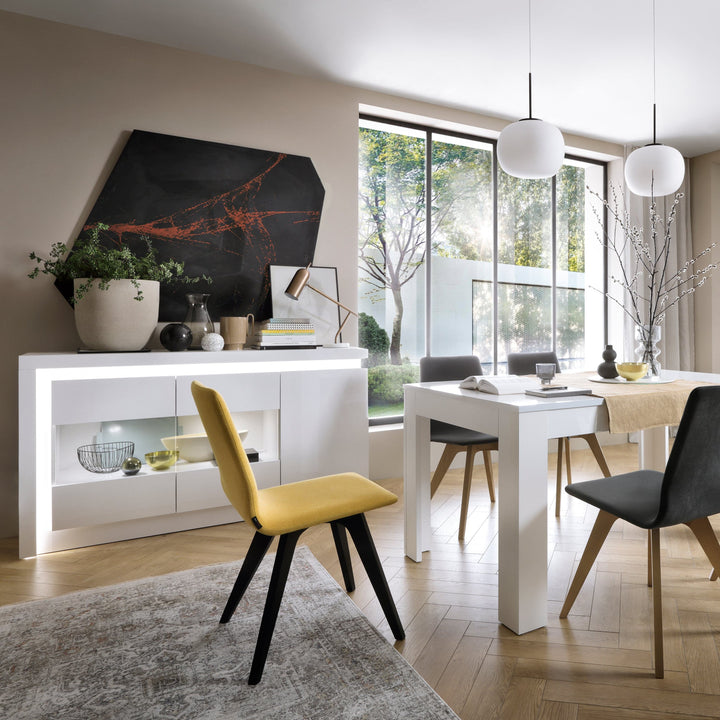 Lyon Large extending dining table 160/200 cm in White and High Gloss - TidySpaces