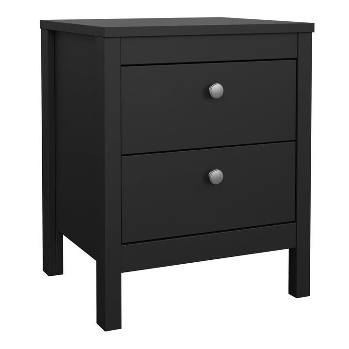 Madrid Bedside Table 2 drawers in Matt Black - TidySpaces