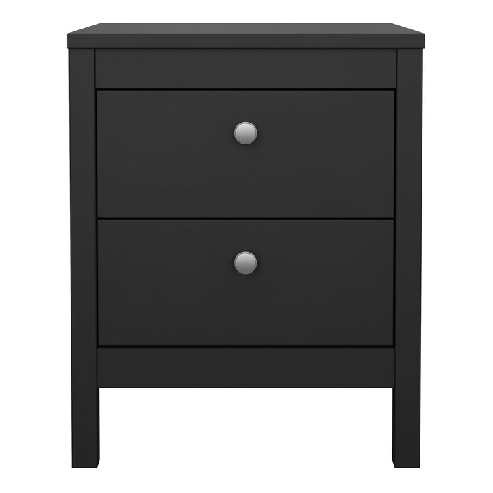 Madrid Bedside Table 2 drawers in Matt Black - TidySpaces