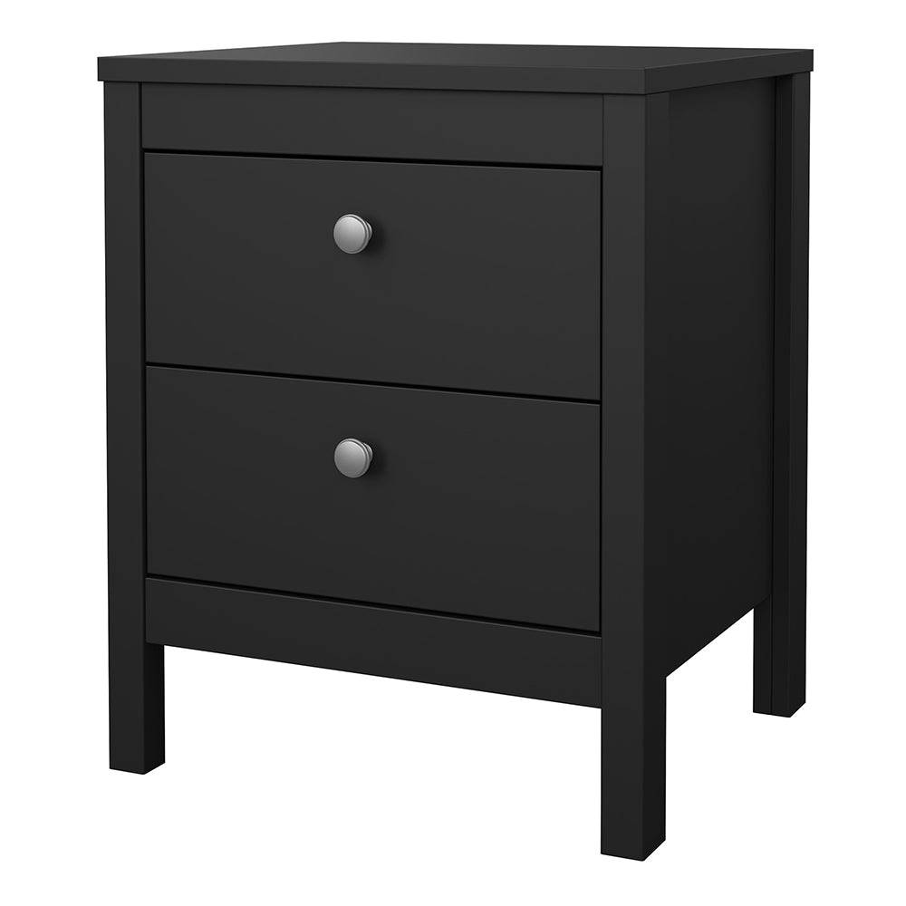 Madrid Bedside Table 2 drawers in Matt Black - TidySpaces