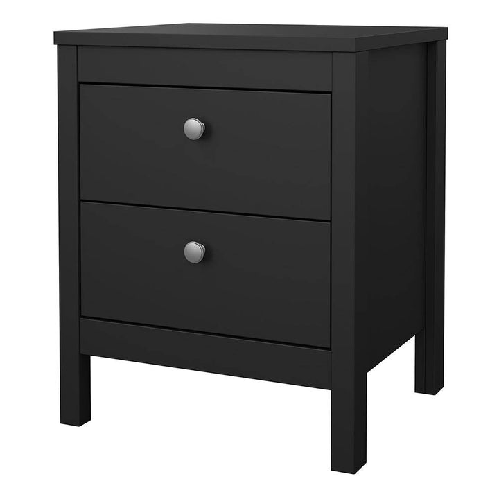 Madrid Bedside Table 2 drawers in Matt Black - TidySpaces