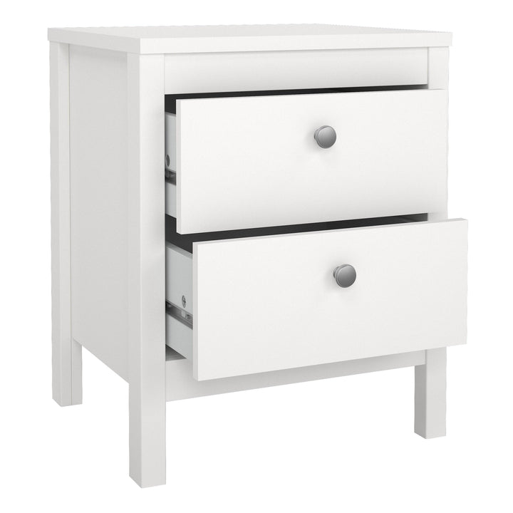 Madrid Bedside Table 2 drawers in White - TidySpaces