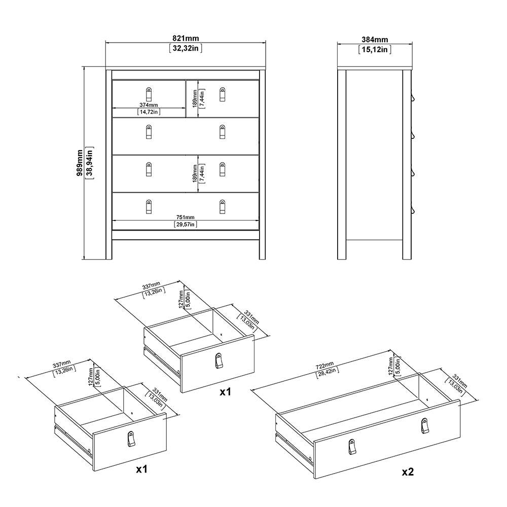 Madrid Chest 3+2 drawers in Matt Black - TidySpaces