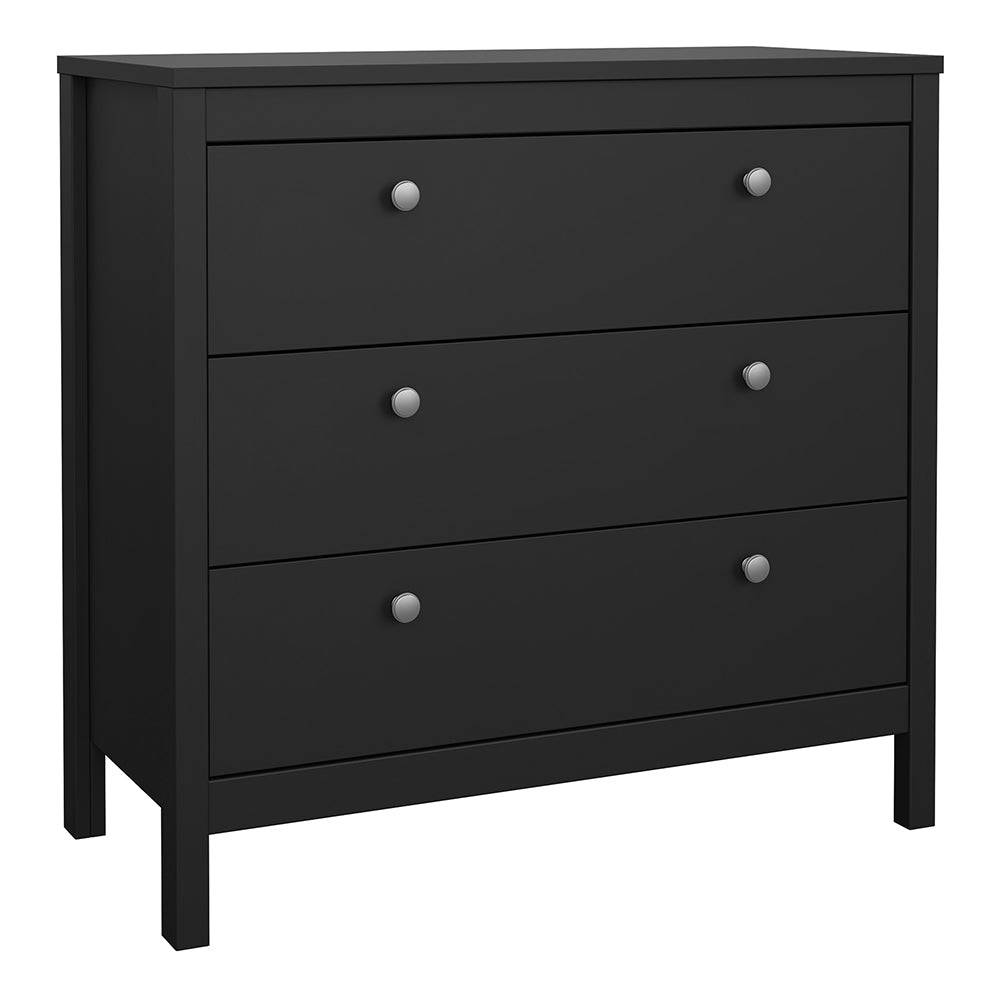 Madrid Chest 3 drawers in Matt Black - TidySpaces