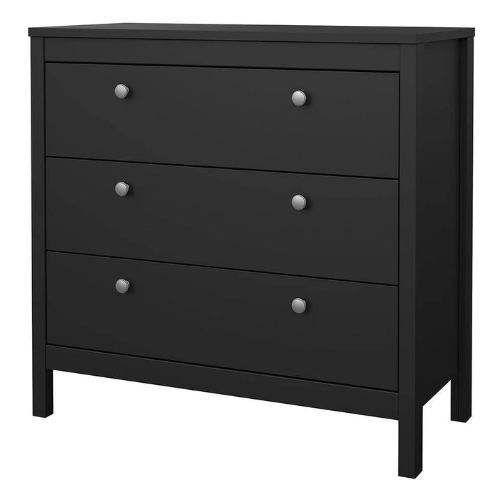 Madrid Chest 3 drawers in Matt Black - TidySpaces