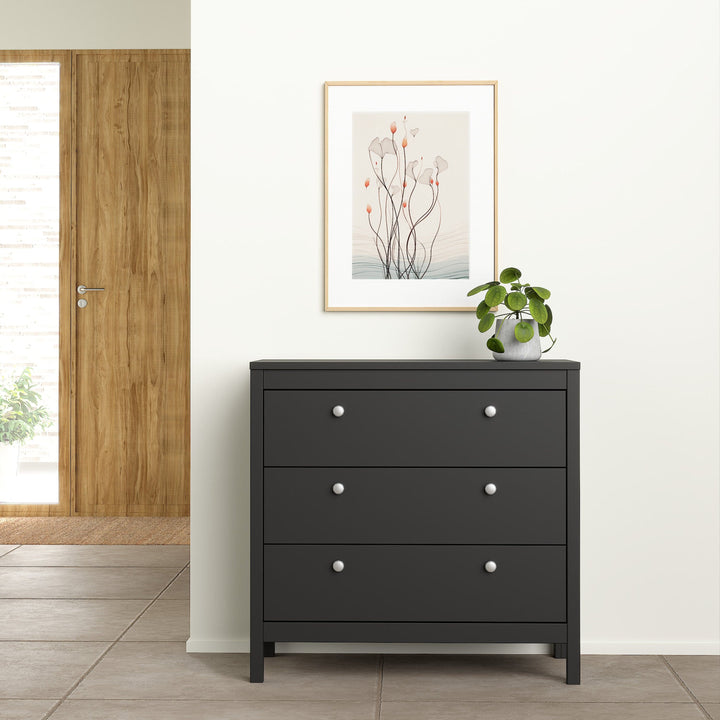 Madrid Chest 3 drawers in Matt Black - TidySpaces