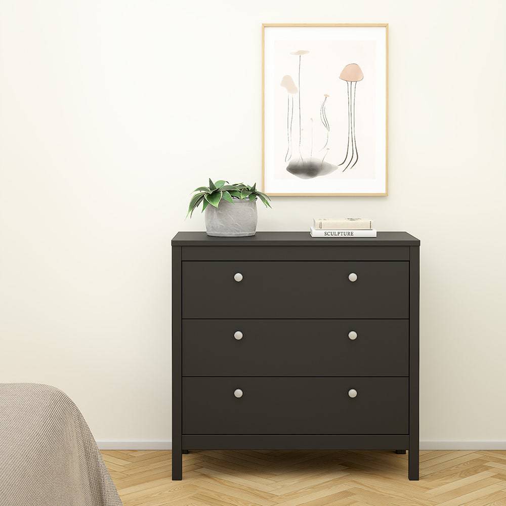 Madrid Chest 3 drawers in Matt Black - TidySpaces