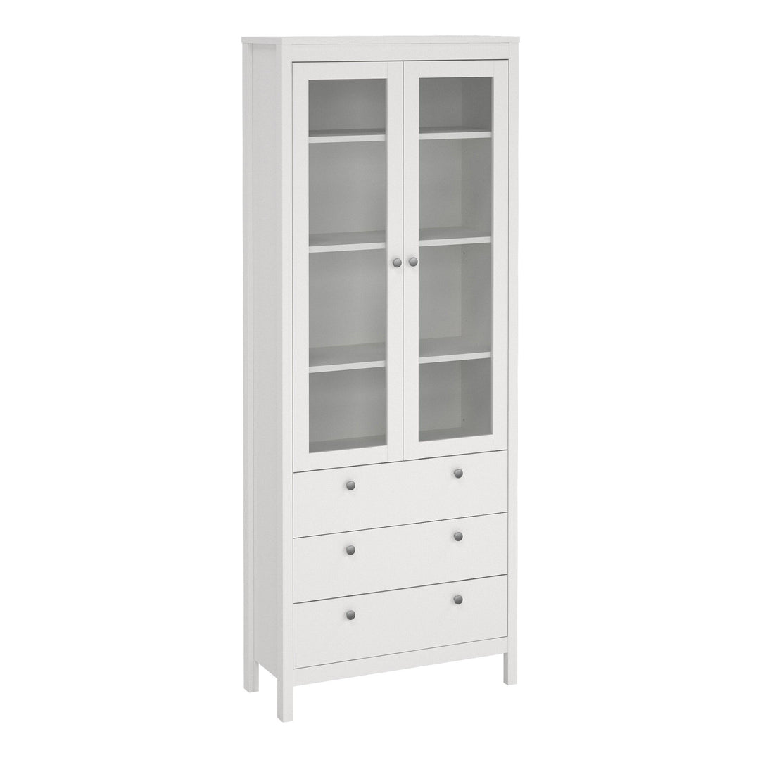 Madrid China cabinet 2 doors w/glass + 3 drawers in White - TidySpaces