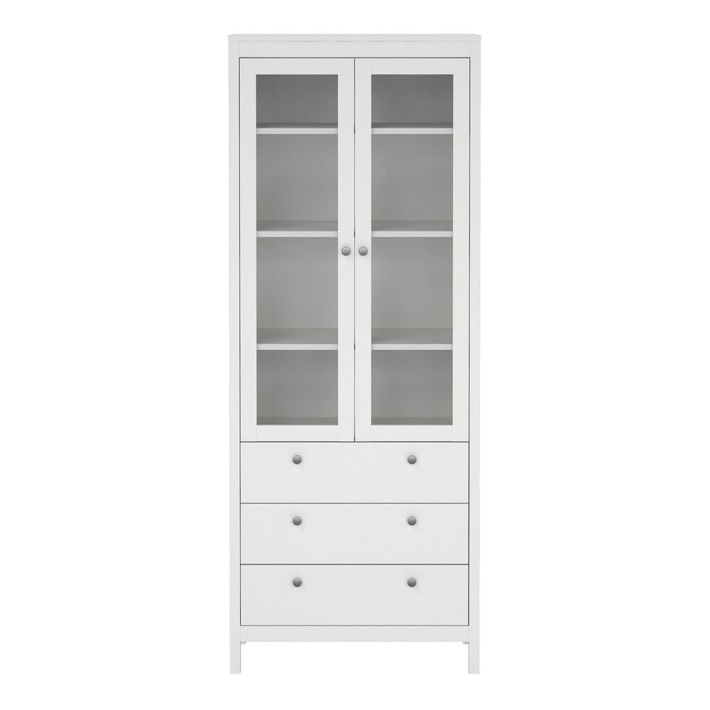 Madrid China cabinet 2 doors w/glass + 3 drawers in White - TidySpaces