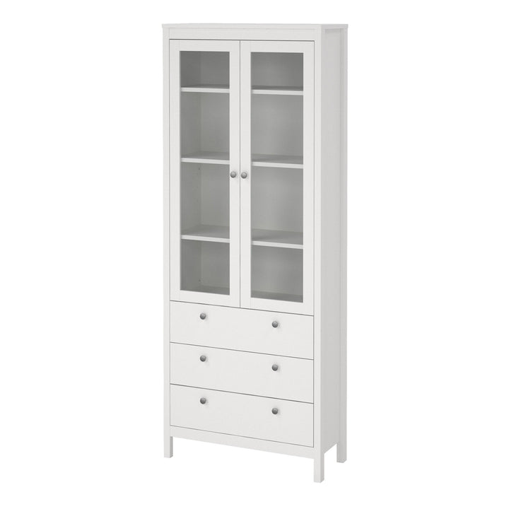 Madrid China cabinet 2 doors w/glass + 3 drawers in White - TidySpaces