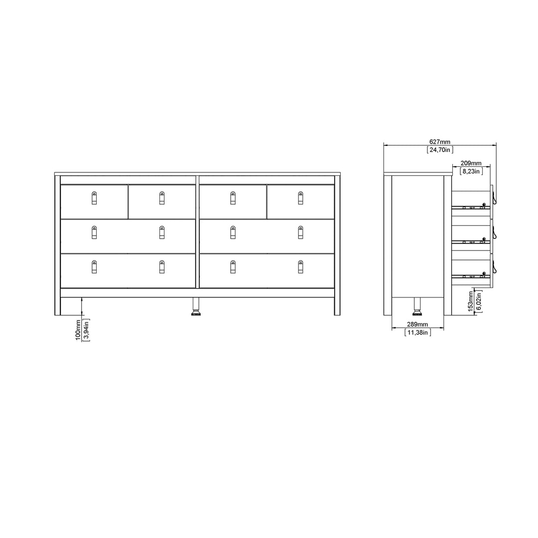 Madrid Double dresser 4+4 drawers in White - TidySpaces