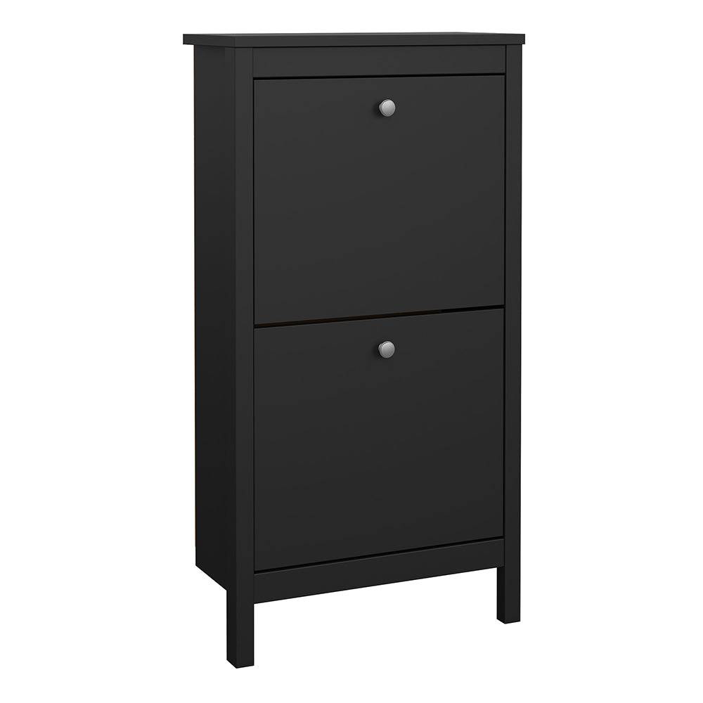 Madrid Shoe Cabinet 2 flap doors Matt Black - TidySpaces