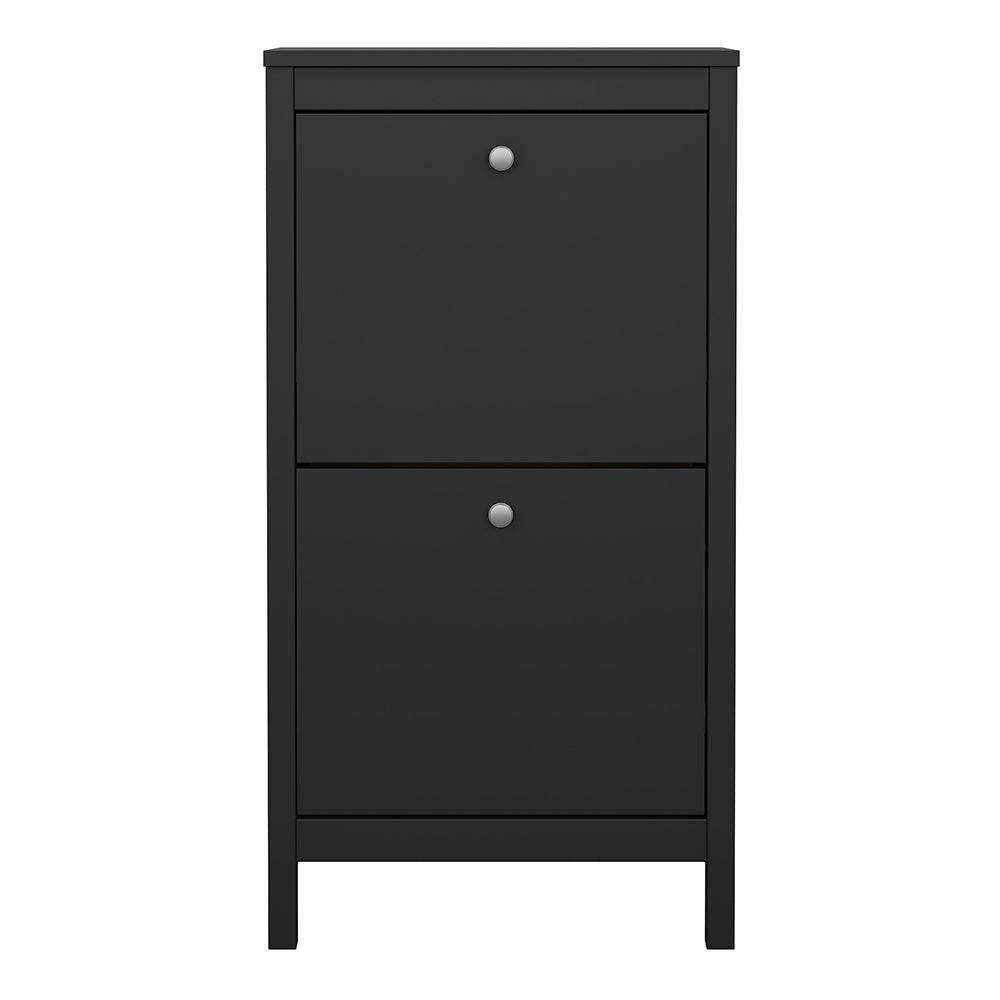 Madrid Shoe Cabinet 2 flap doors Matt Black - TidySpaces