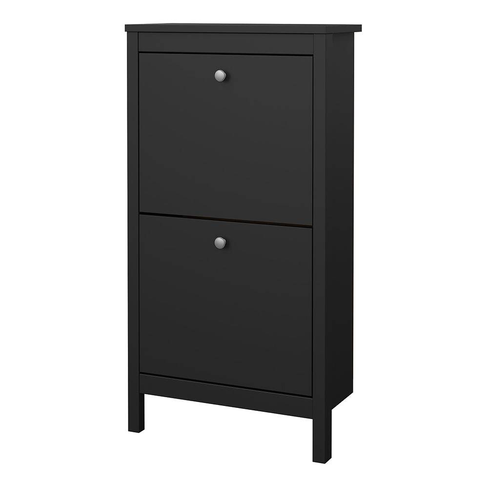 Madrid Shoe Cabinet 2 flap doors Matt Black - TidySpaces