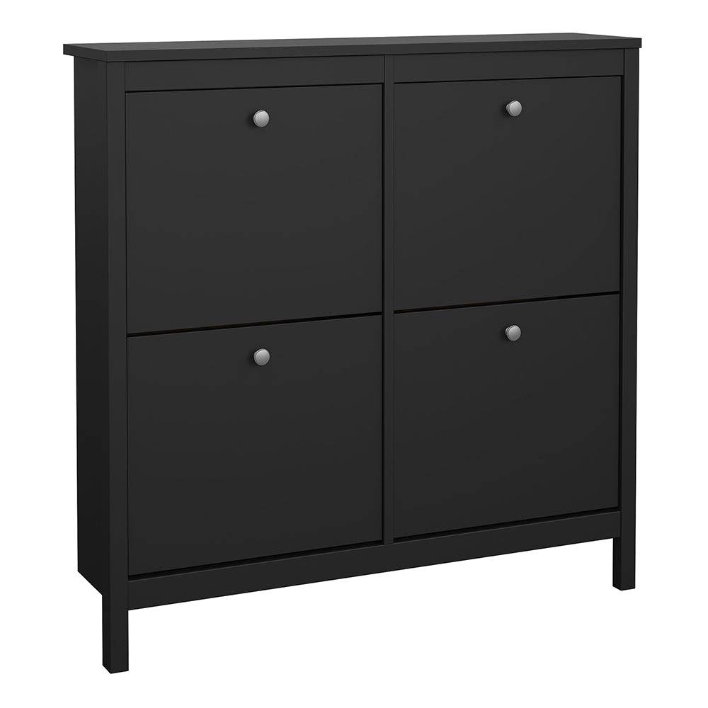 Madrid Shoe cabinet 4 Compartments in Matt Black - TidySpaces