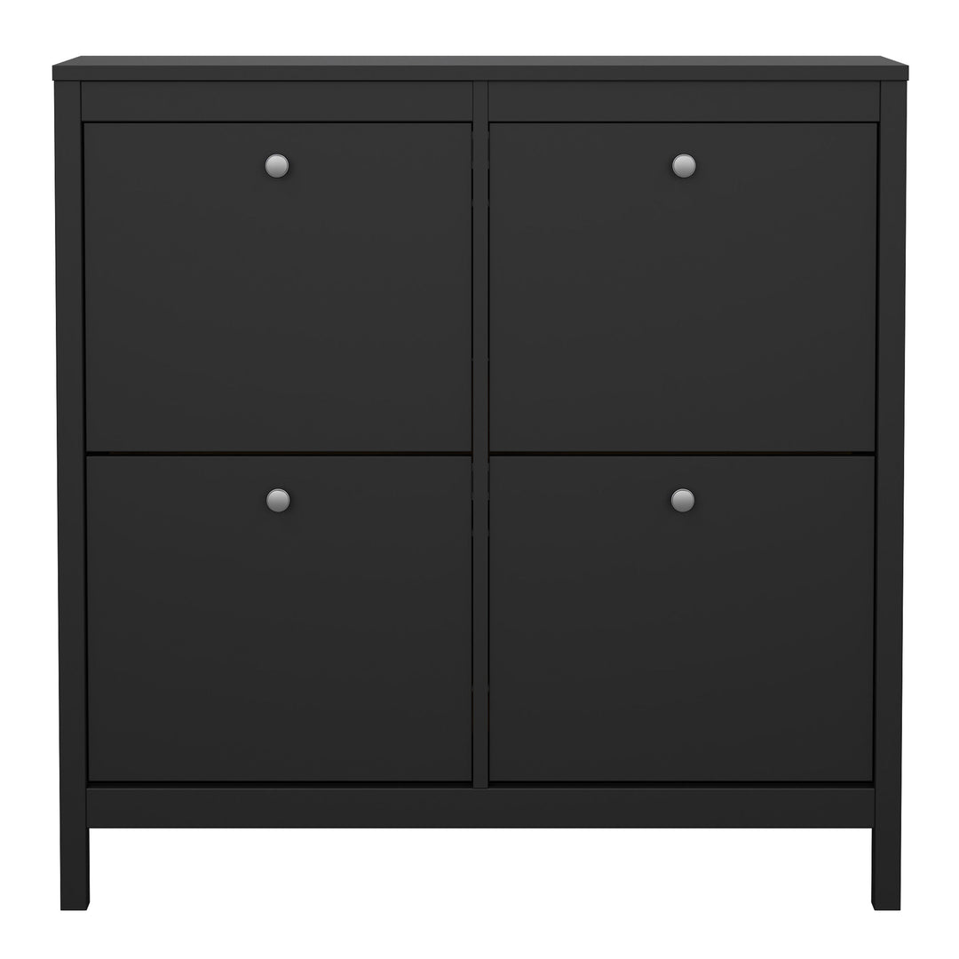 Madrid Shoe cabinet 4 Compartments in Matt Black - TidySpaces