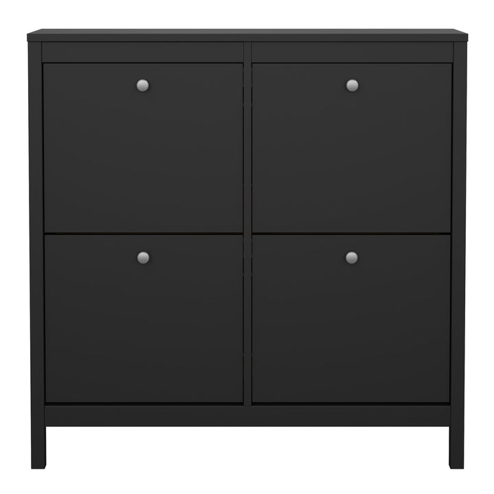 Madrid Shoe cabinet 4 Compartments in Matt Black - TidySpaces