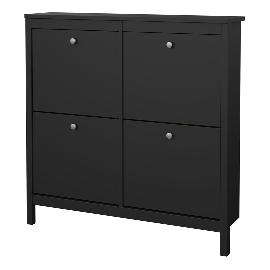 Madrid Shoe cabinet 4 Compartments in Matt Black - TidySpaces