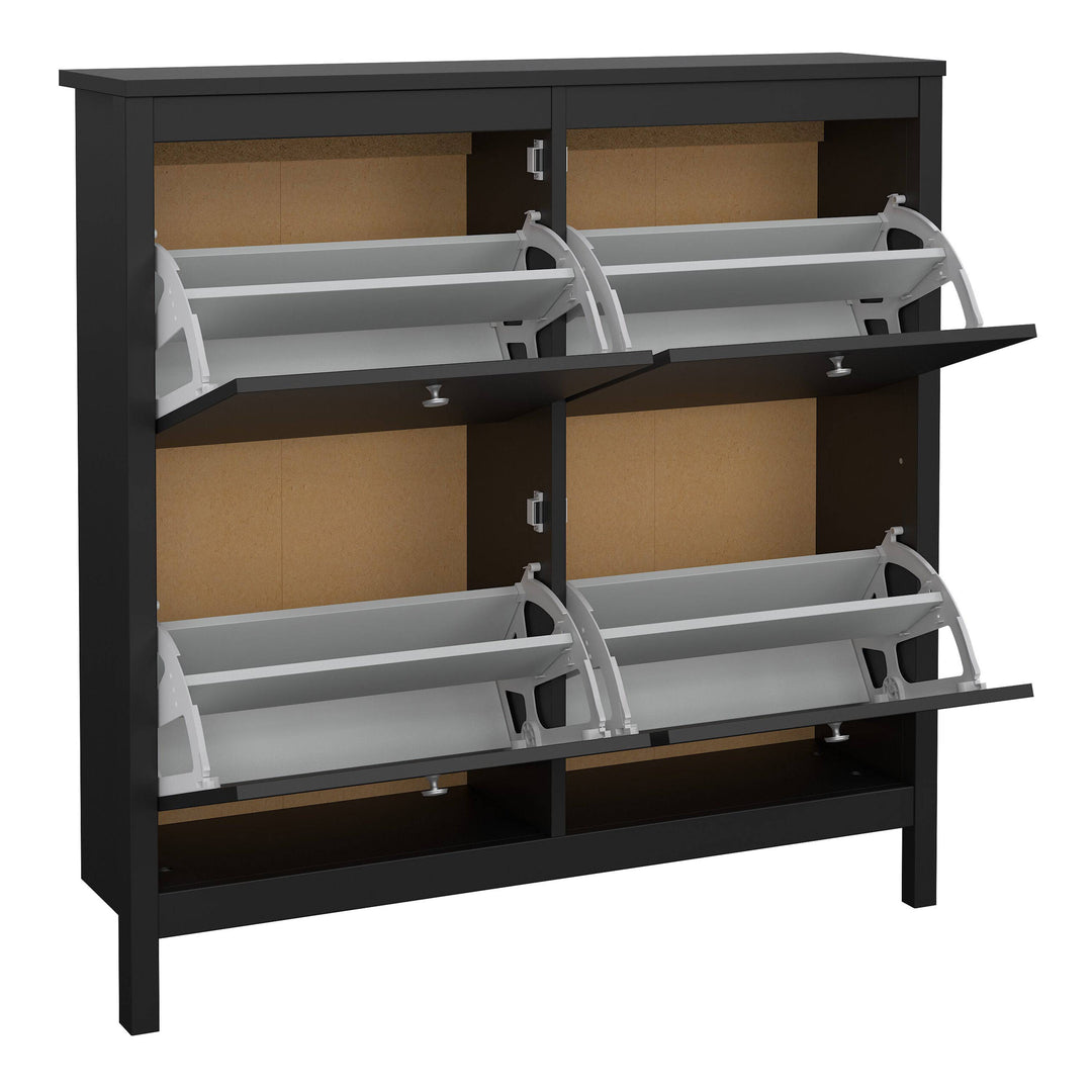 Madrid Shoe cabinet 4 Compartments in Matt Black - TidySpaces