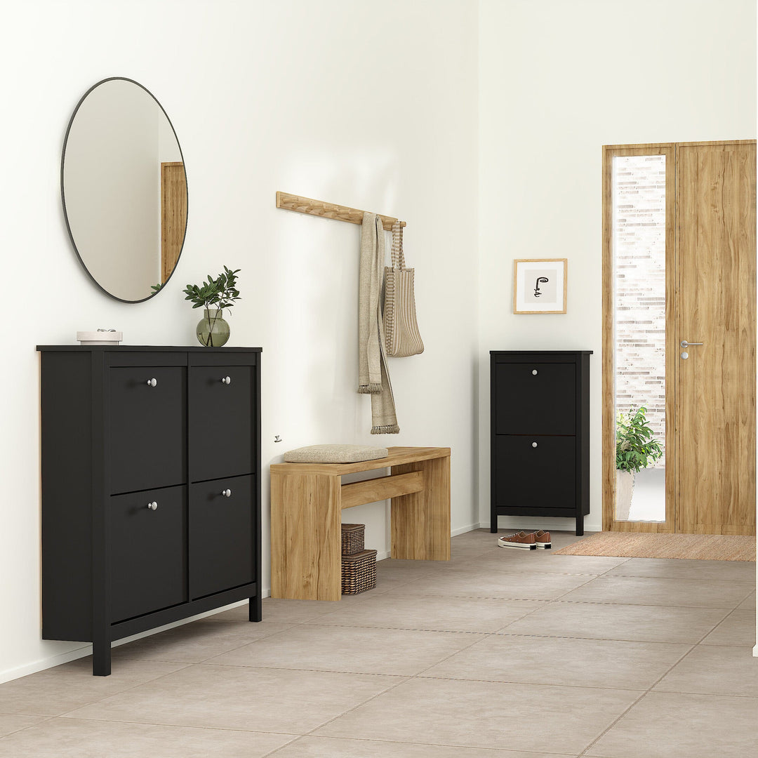 Madrid Shoe cabinet 4 Compartments in Matt Black - TidySpaces