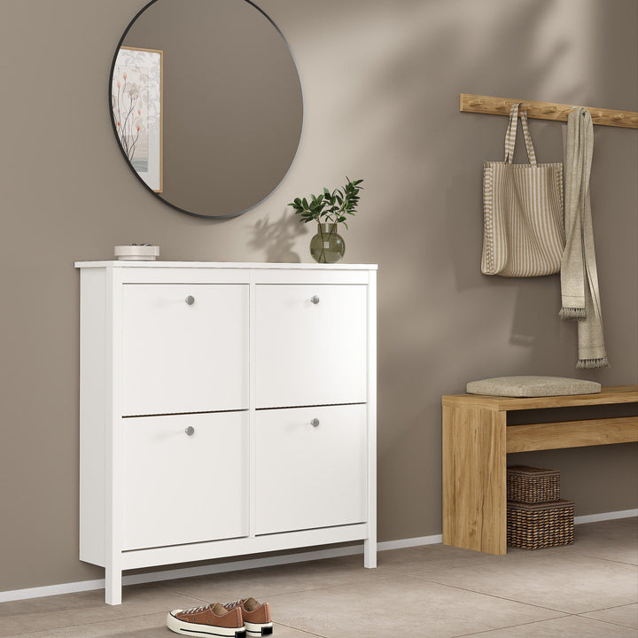 Madrid Shoe cabinet 4 Compartments in White - TidySpaces