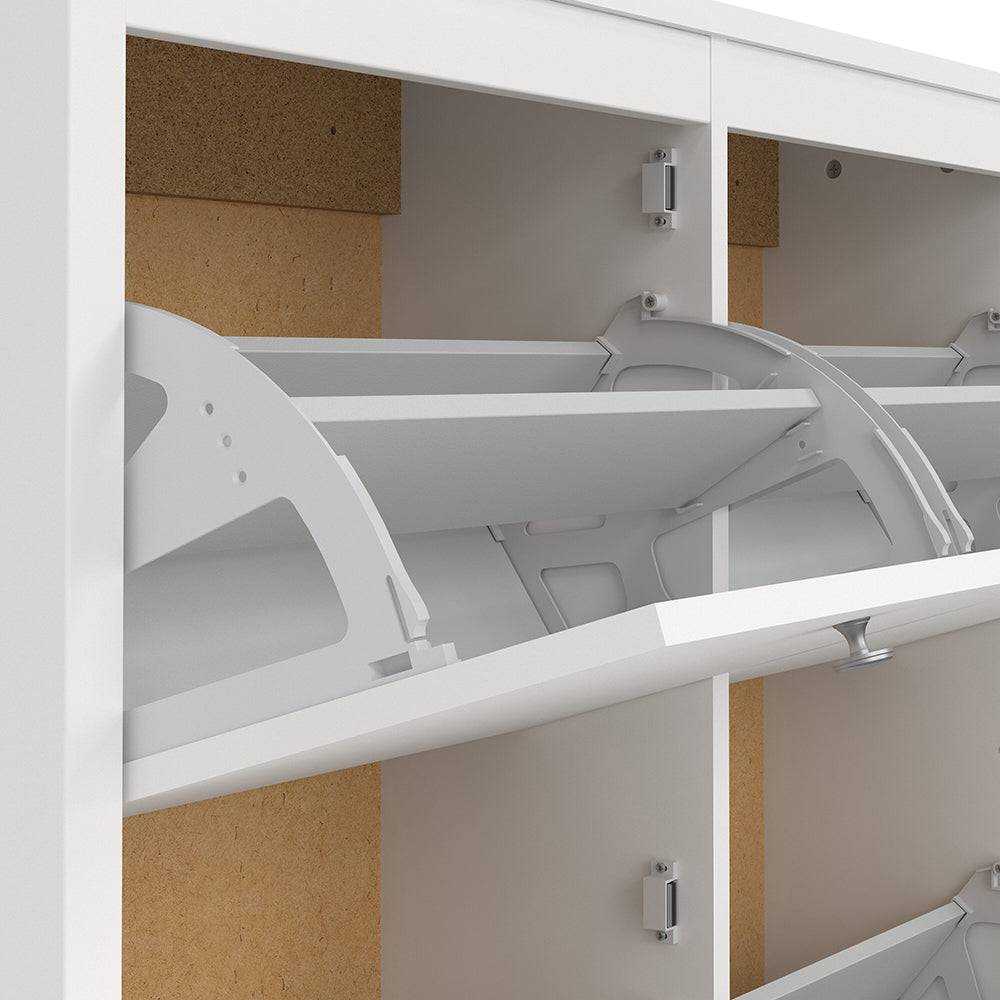 Madrid Shoe cabinet 4 Compartments in White - TidySpaces