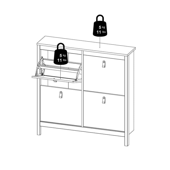 Madrid Shoe cabinet 4 Compartments in White - TidySpaces