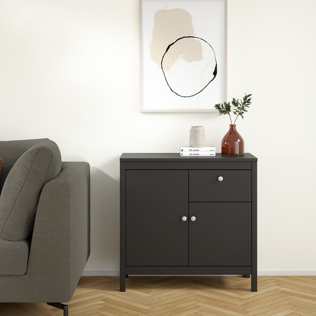 Madrid Sideboard 2 doors + 1 drawer in Matt Black - TidySpaces