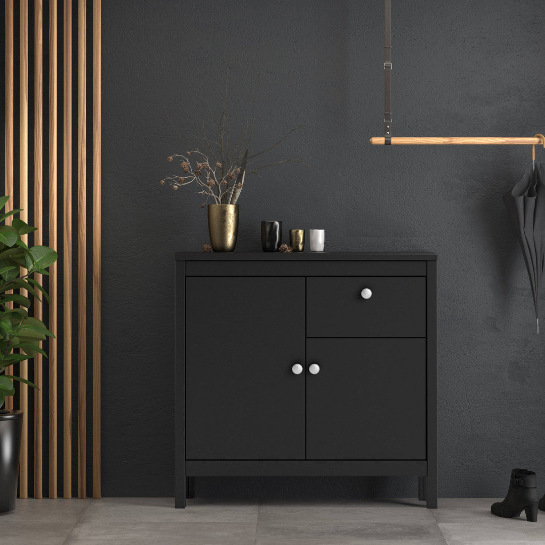 Madrid Sideboard 2 doors + 1 drawer in Matt Black - TidySpaces