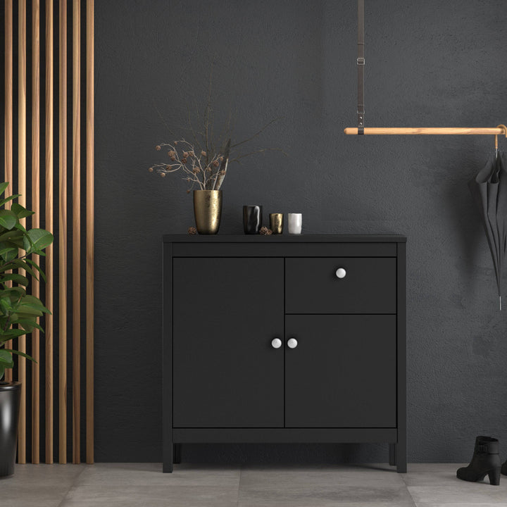 Madrid Sideboard 2 doors + 1 drawer in Matt Black - TidySpaces