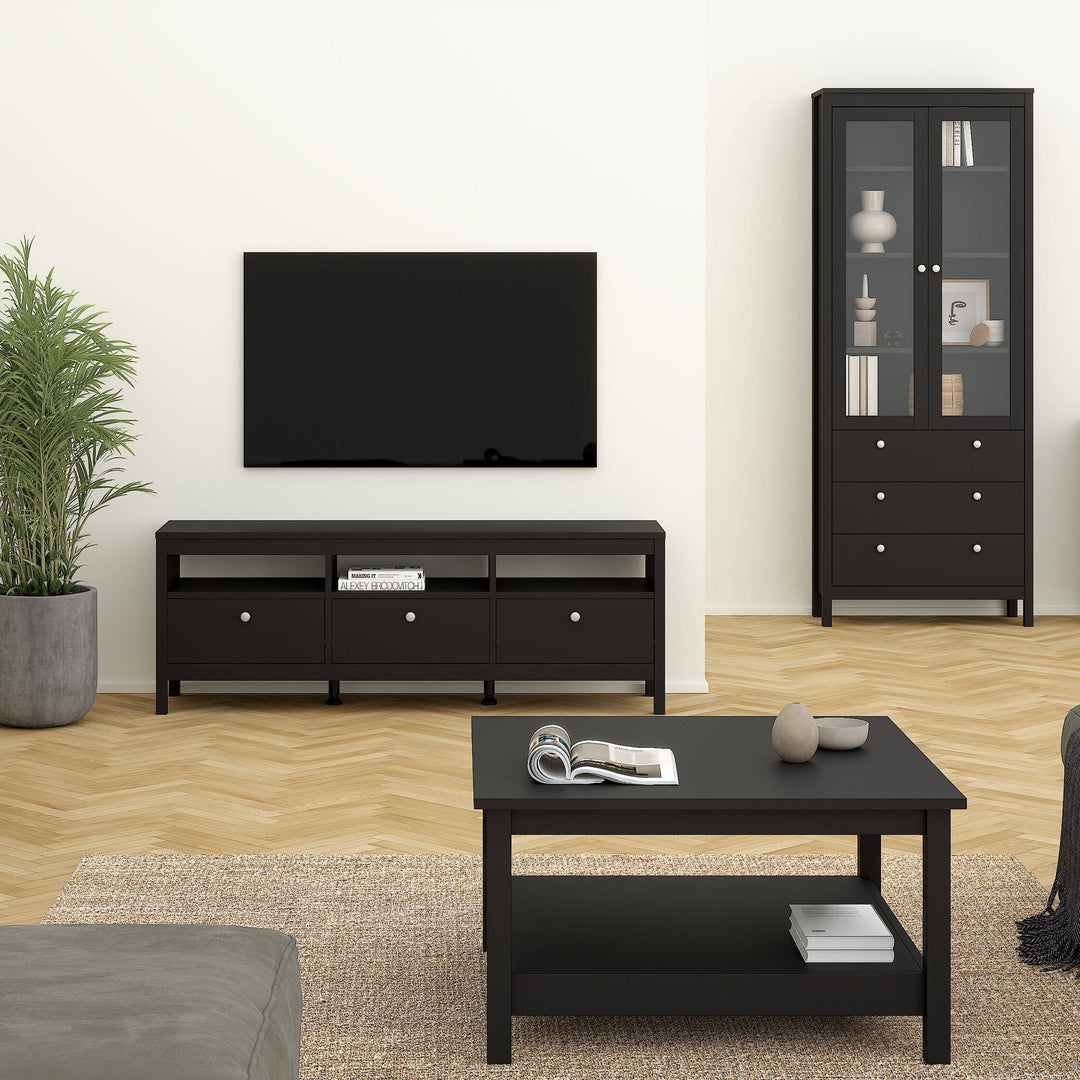 Madrid Tv-unit 3 drawers in Matt Black - TidySpaces