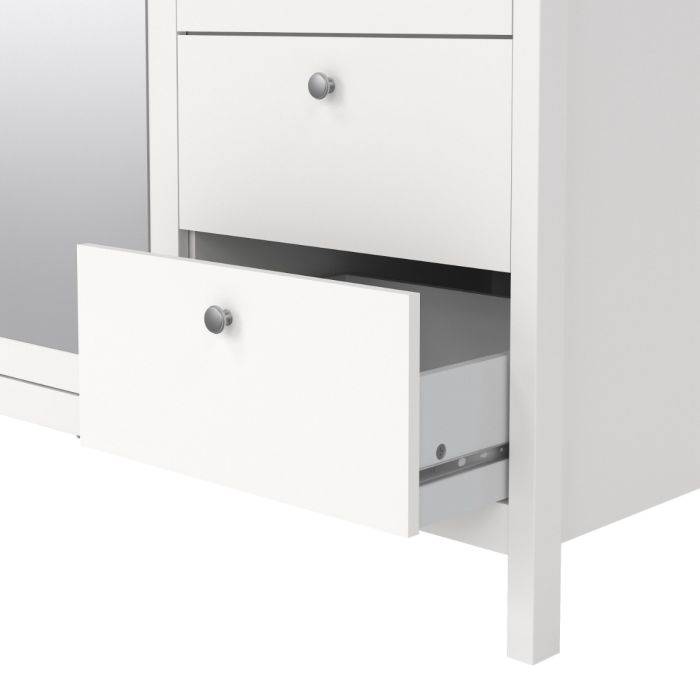 Madrid Wardrobe with 2 doors + 1 mirror door + 2 drawers White - TidySpaces