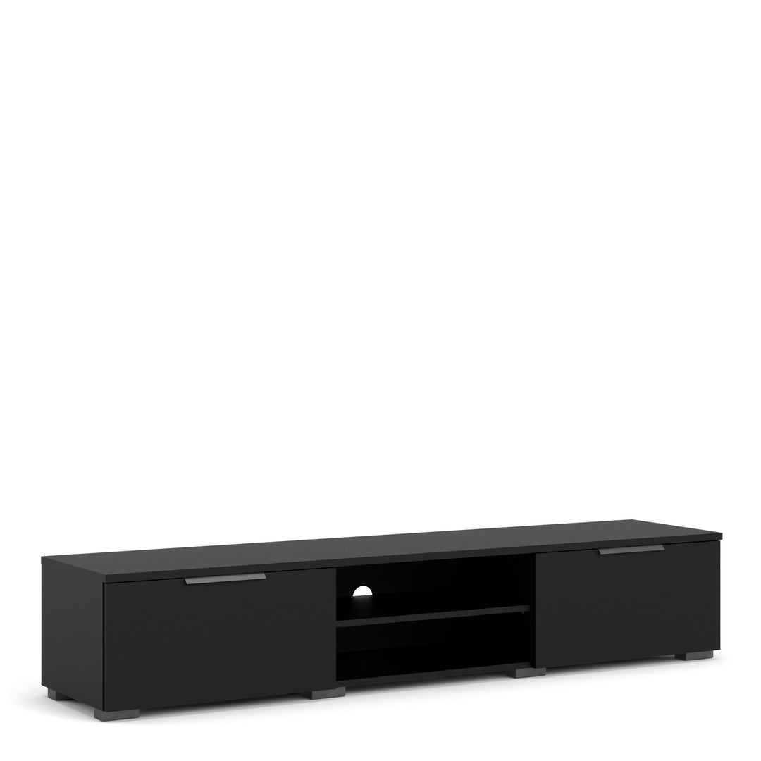 Match TV Unit 2 Drawers 2 Shelf in Black - TidySpaces