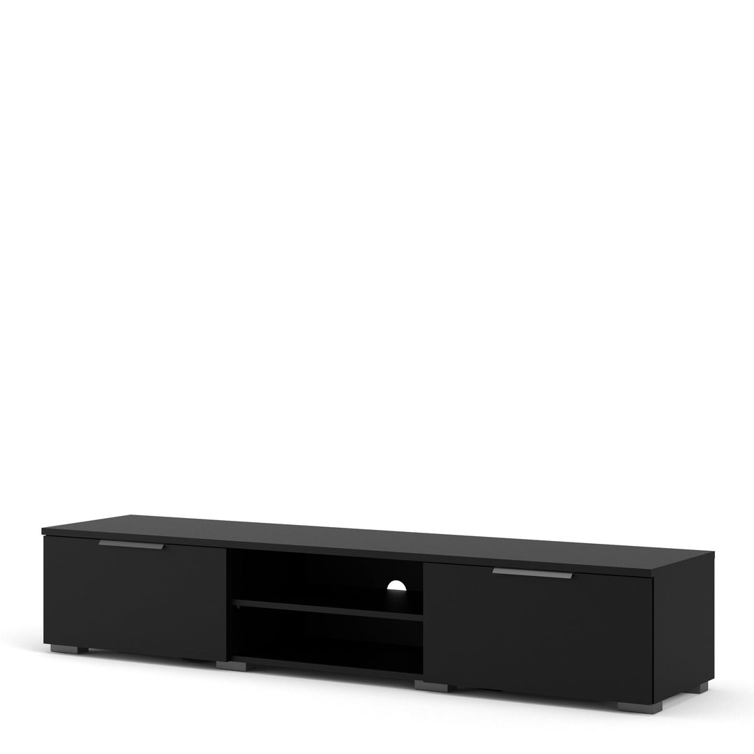 Match TV Unit 2 Drawers 2 Shelf in Black - TidySpaces