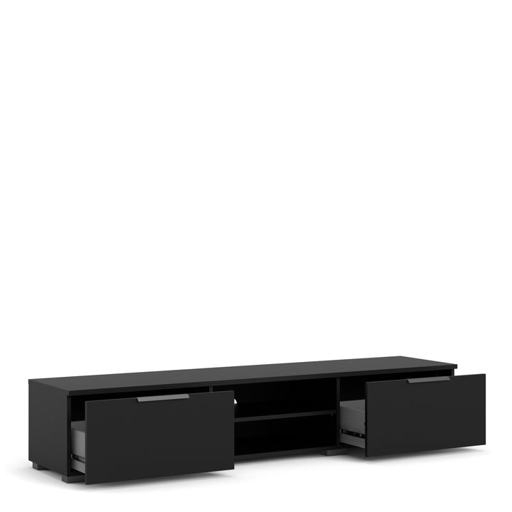 Match TV Unit 2 Drawers 2 Shelf in Black - TidySpaces