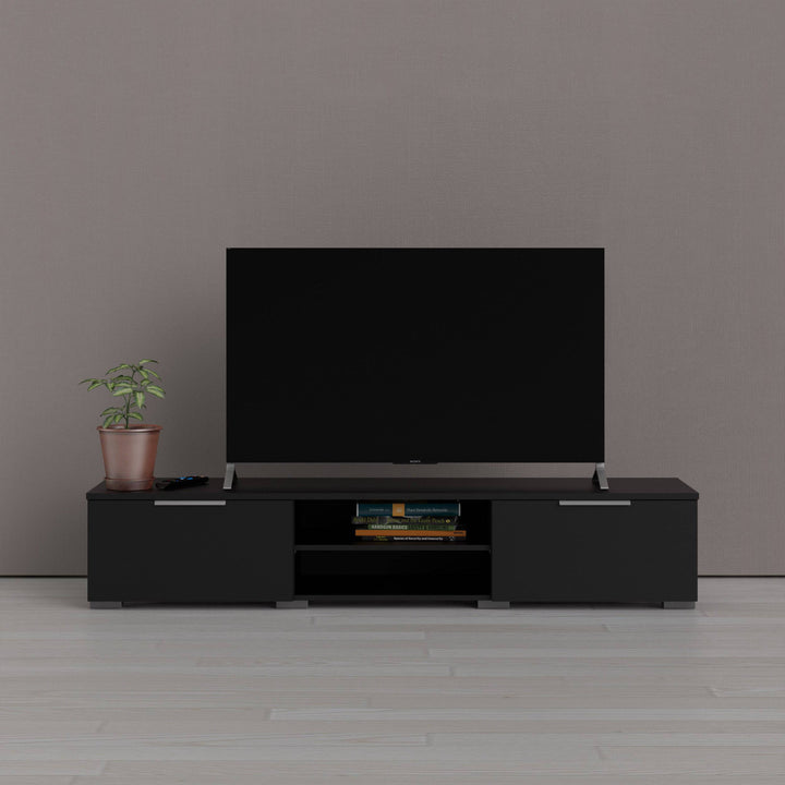 Match TV Unit 2 Drawers 2 Shelf in Black - TidySpaces