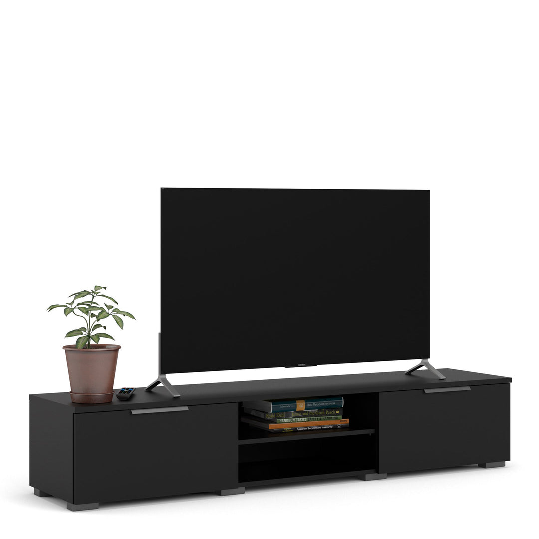 Match TV Unit 2 Drawers 2 Shelf in Black - TidySpaces