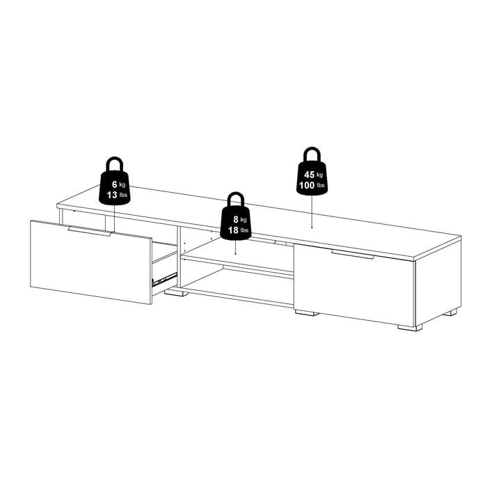 Match TV Unit 2 Drawers 2 Shelf in Black - TidySpaces