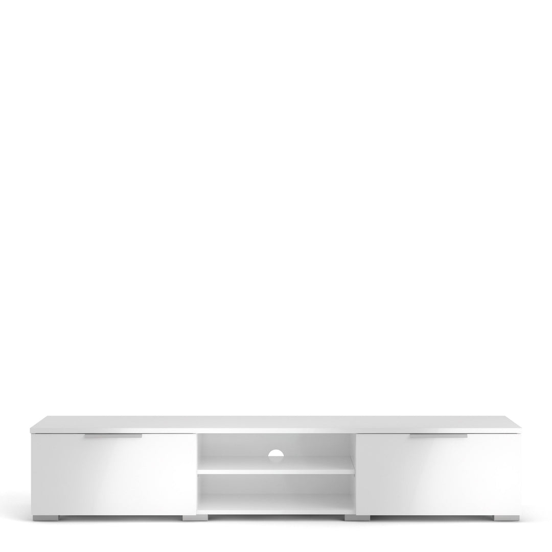 Match TV Unit 2 Drawers 2 Shelf in White High Gloss - TidySpaces