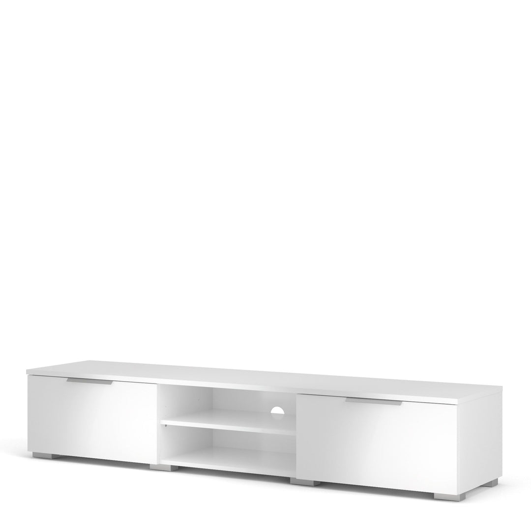 Match TV Unit 2 Drawers 2 Shelf in White High Gloss - TidySpaces