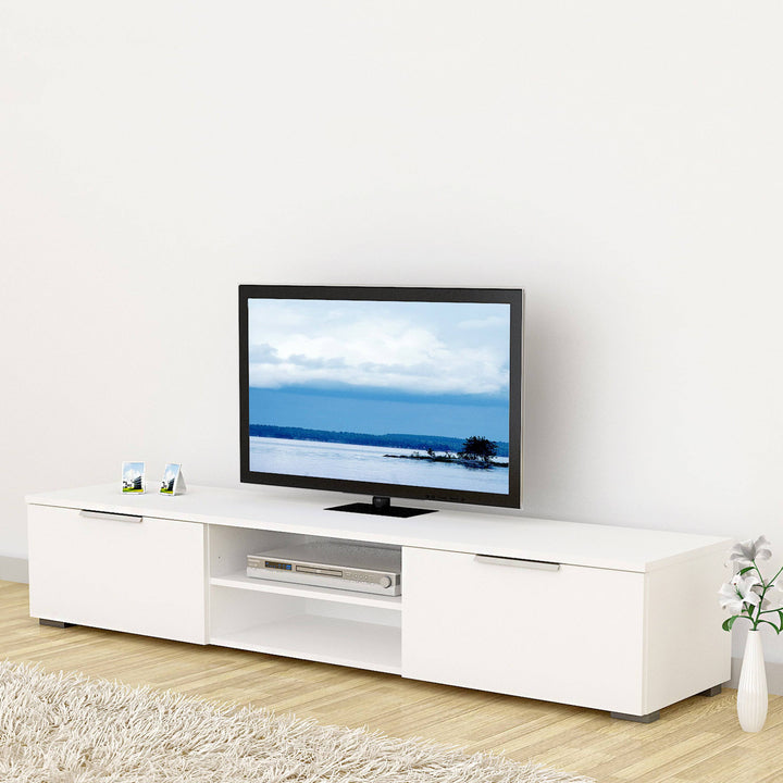 Match TV Unit 2 Drawers 2 Shelf in White High Gloss - TidySpaces