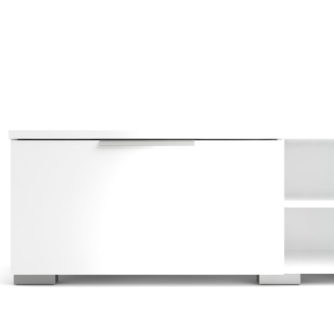 Match TV Unit 2 Drawers 2 Shelf in White High Gloss - TidySpaces