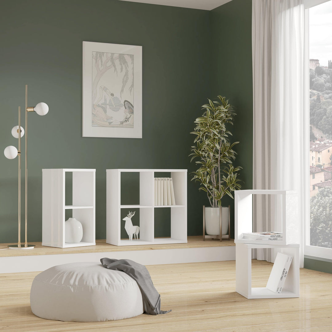 Mauro 2x2 Storage Unit in White High Gloss/White - TidySpaces