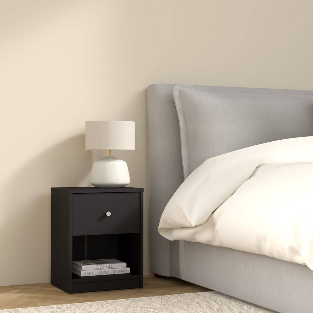 May Bedside 1 Drawer in Black - TidySpaces