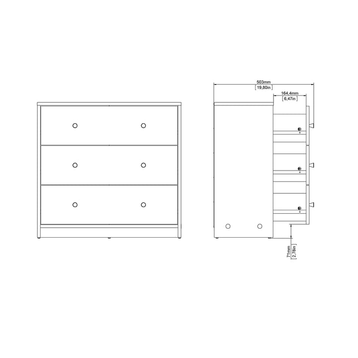 May Chest of 3 Drawers in Black - TidySpaces