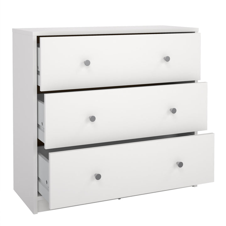 May Chest of 3 Drawers in White - TidySpaces